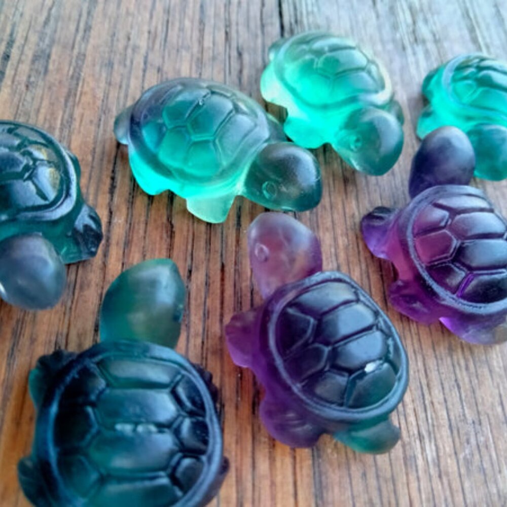 Fluorite Crystal sea turtle carving